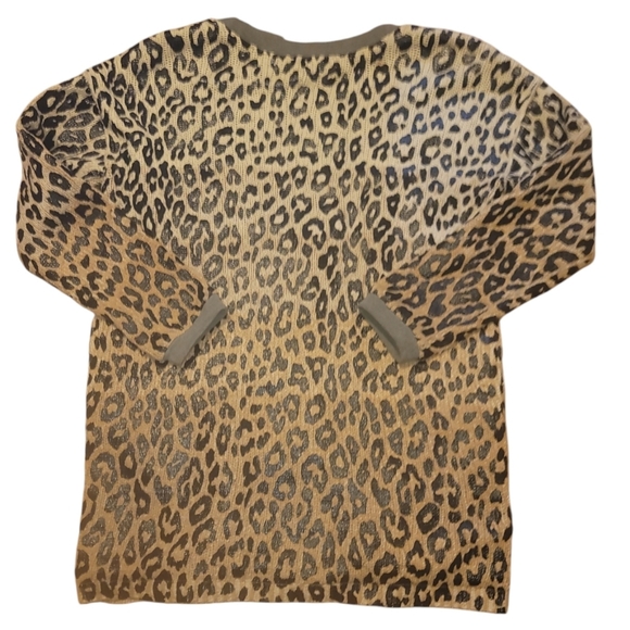 Elizabeth and James leopard cheetah black vinyl print wool cardigan sweater S - Picture 8 of 8